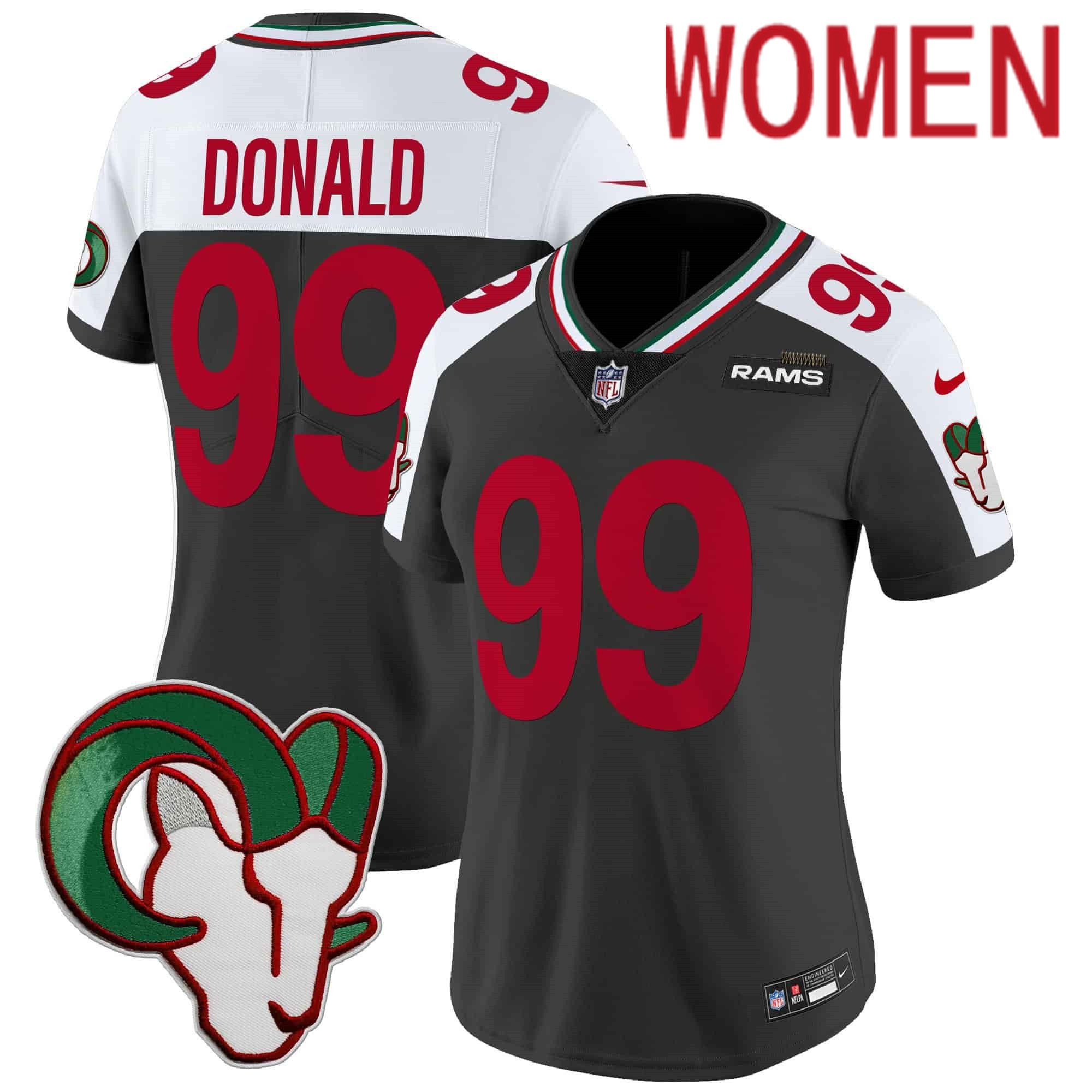 Women Los Angeles Rams #99 Donald Black 2024 Nike Mexico Vapor Limited NFL Jersey style 1